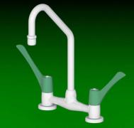 Laboratory swivel swan neck wrist action levers mixer hot and cold water tap