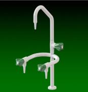 Laboratory swivel swan neck hot /cold water tap with side arms