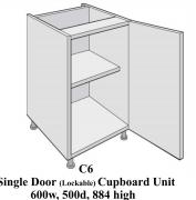 Single door laboratory classroom cabinet 600 wide