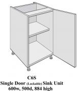 Single door laboratory classroom sink cabinet  600 wide