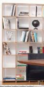 Designer 18 compartment wooden bookcase storage wall mdf edge white melamine side panels and shelves